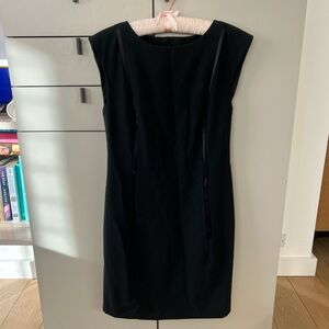 Prada Black Vintage Sleeveless Sheath Dress Size 38 100% Lana Wool Made in Italy